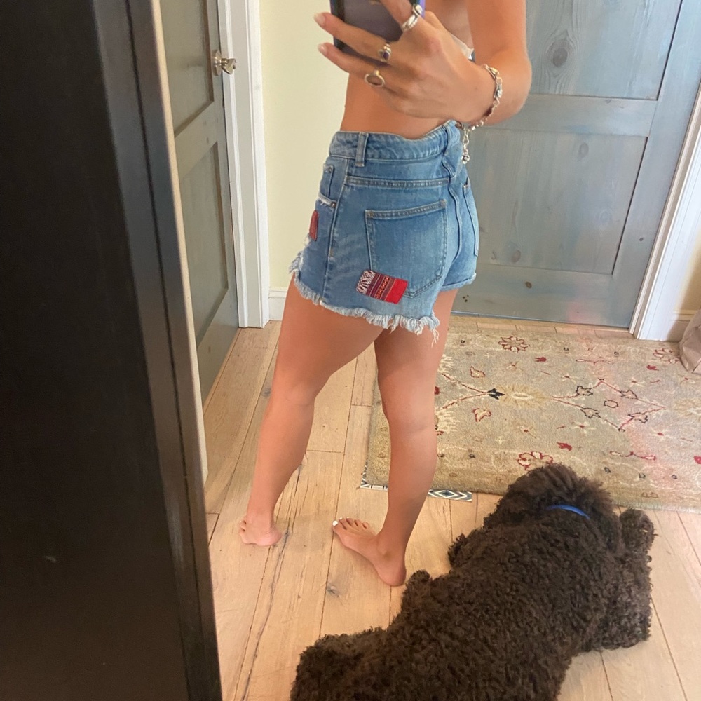 bullhead patchwork jean shorts